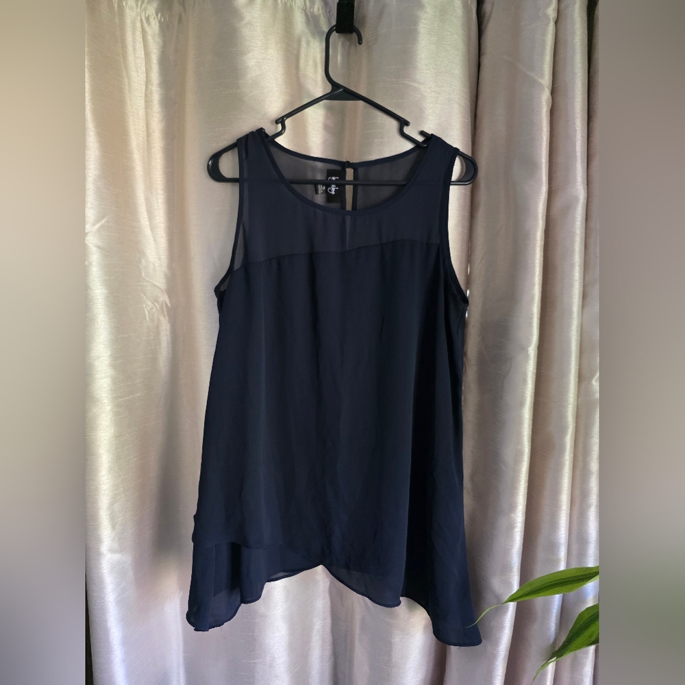 Elegant Navy Blue Sleeveless Top